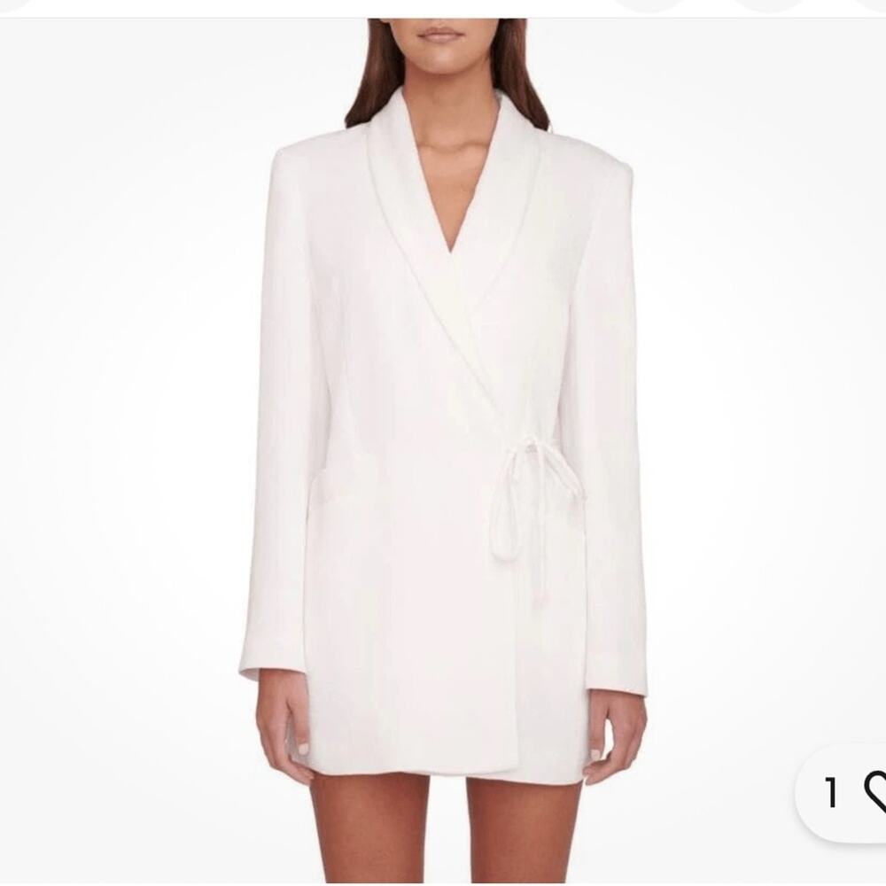Staud Everly Tie Fastened Blazer in Ivory Women Jacket Size:XL